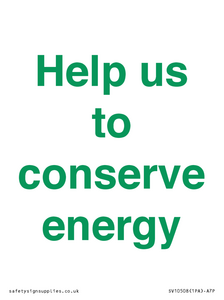 Help us to conserve energy 